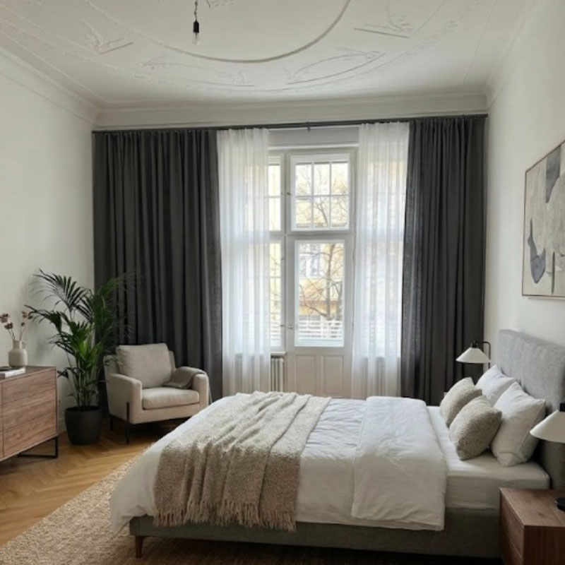 bodentief Vorhang Schlafzimmer